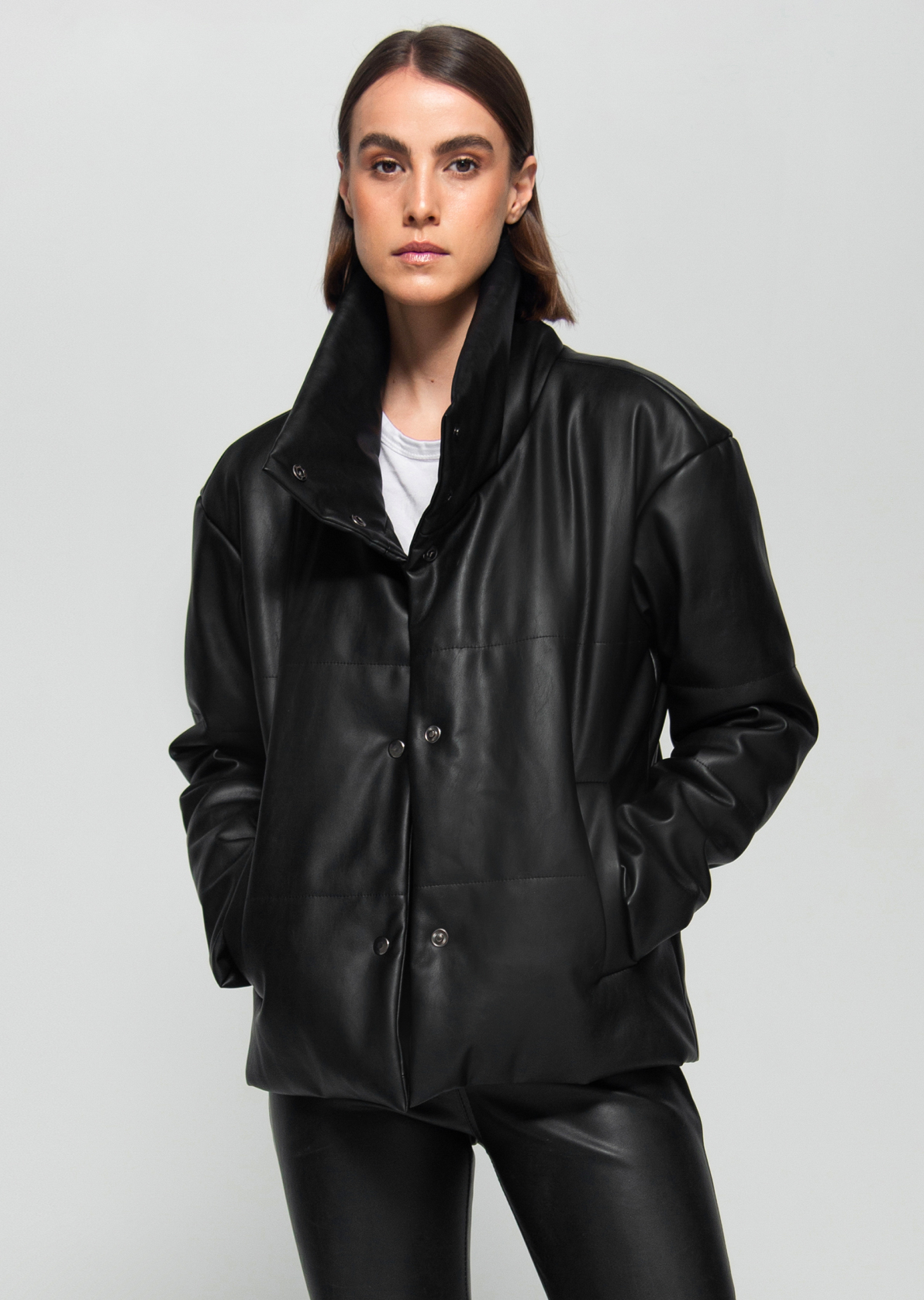 puffy leather jacket